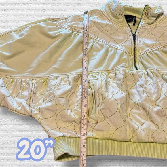 Out From Under Urban Outfitters Boho Quilted Half Zip Sweatshirt Yellow S Flawed - Picture 4 of 8